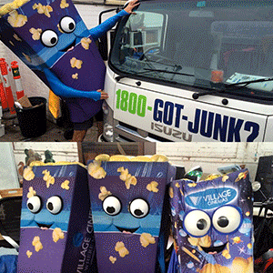 Popcorn costumes in front of 1-800-GOT-JUNK? truck Popcorn costumes in front of 1-800-GOT-JUNK? truck