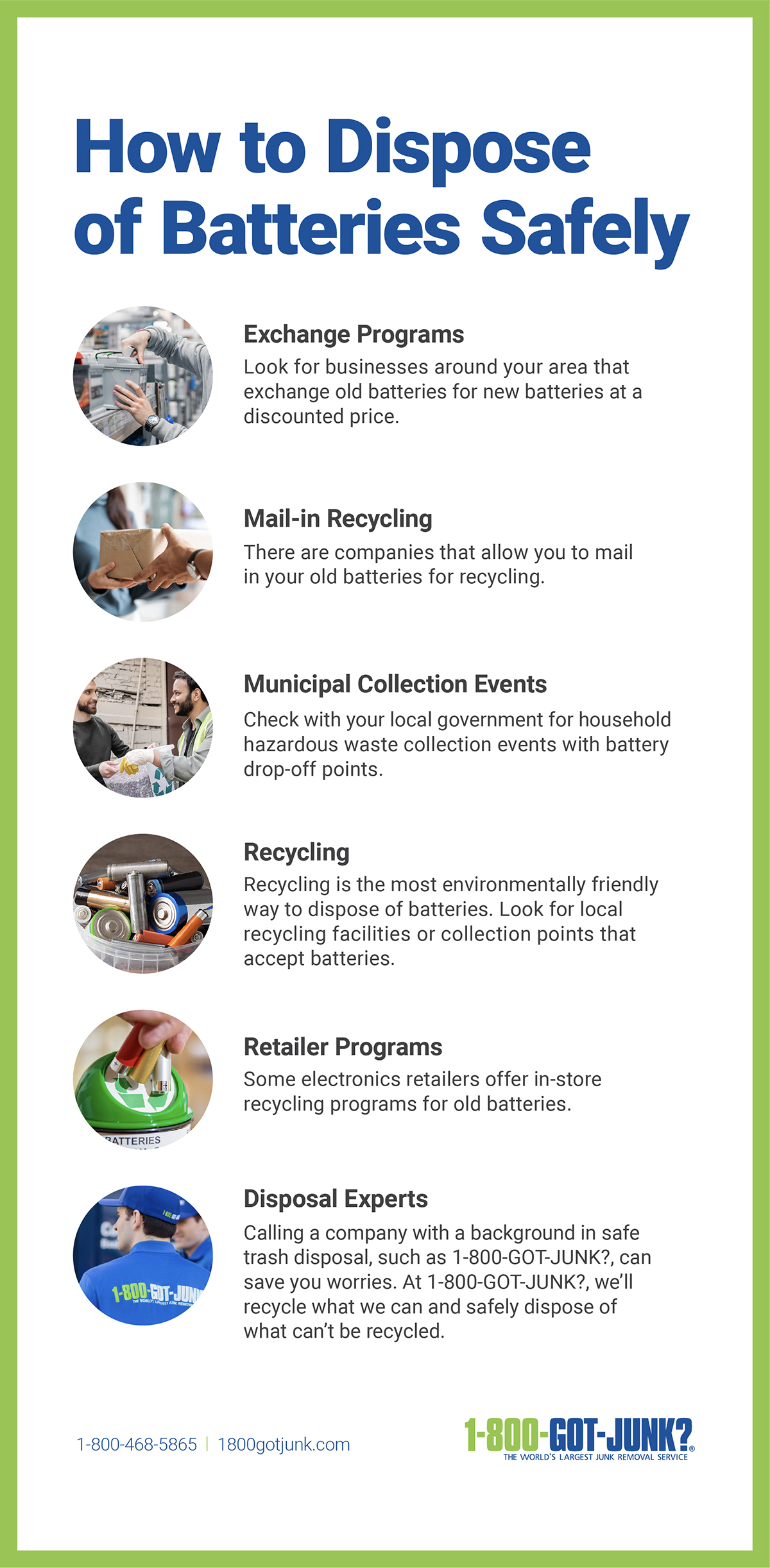How to dispose of batteries safely infographic by 1-800-GOT-JUNK? How to dispose of batteries safely infographic by 1-800-GOT-JUNK?